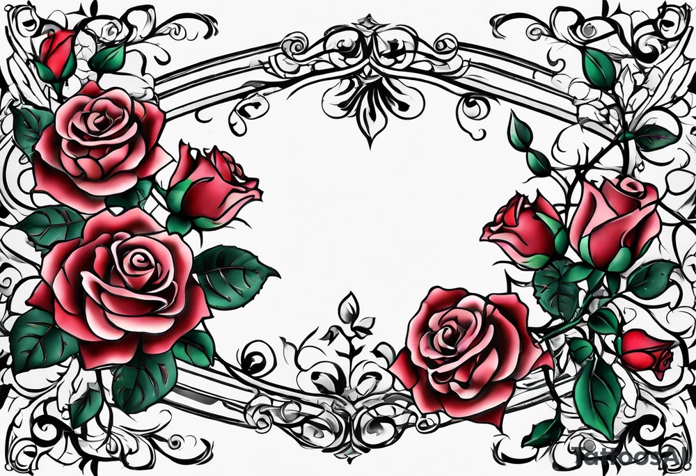 draw image of sleeve tattoo that has 65 small roses on a vine, they can be different sizes, tattoo idea