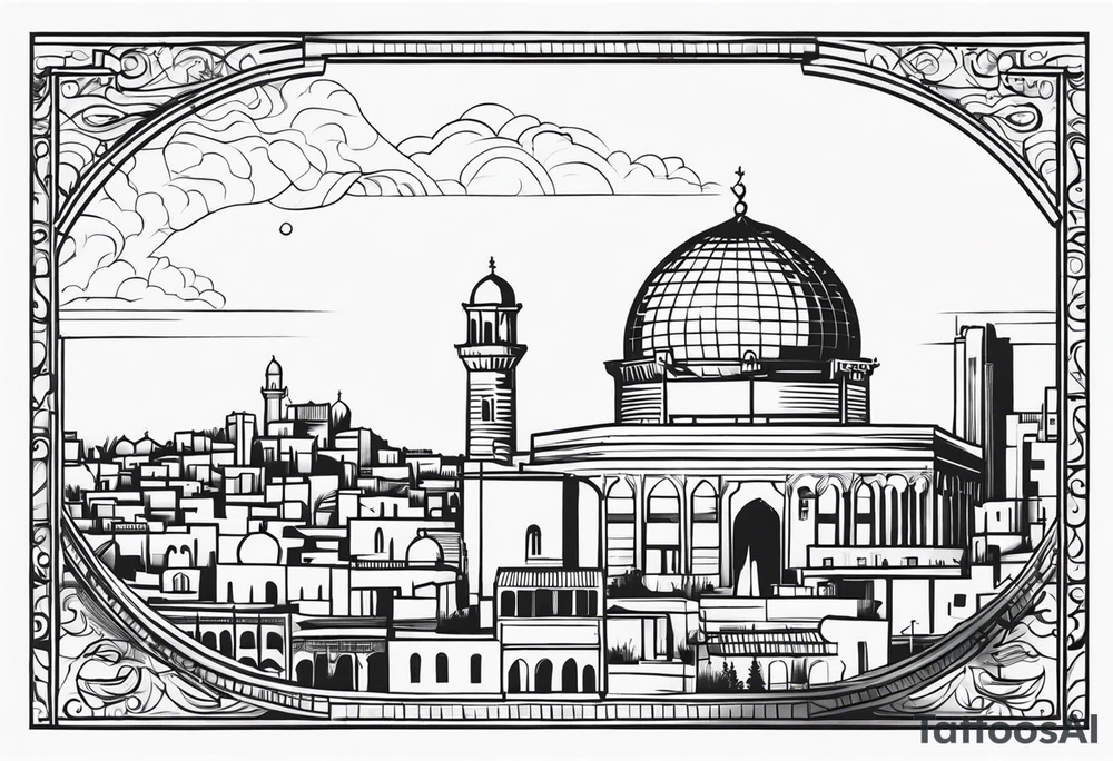 israel city vector gate 
swirl  vignette tattoo idea