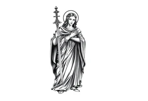 Saint Barbara standing with sword tattoo idea