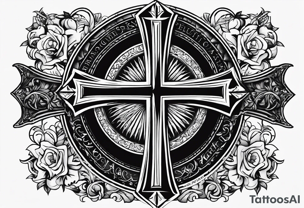 Cross with the word grace inside of it, and the words psalm 91:16 along the side tattoo idea