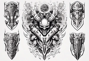 Leg armor mechanical tattoo idea