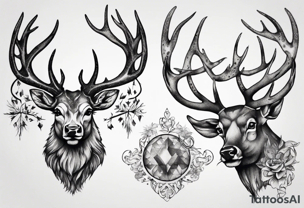 Majestic stag with antlers tattoo idea