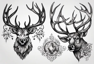 Majestic stag with antlers tattoo idea