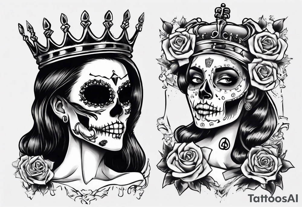 santa la muerta with money and crown
on the card tattoo idea