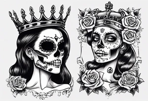 santa la muerta with money and crown
on the card tattoo idea