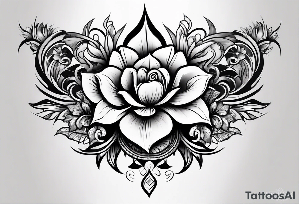Fijian teeth and flower forearm tattoo idea
