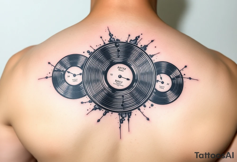 vinyl records with water color tattoo idea