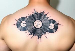 vinyl records with water color tattoo idea