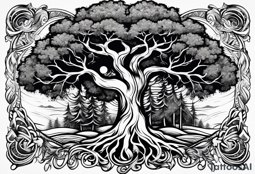 tree chest and ab tattoos large tattoo idea