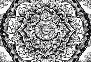 Mandala pattern for woman butt tattoo idea