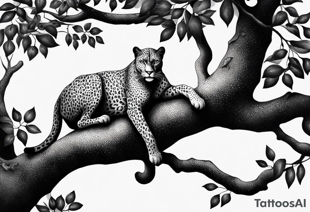 panther on a tree branch tattoo idea