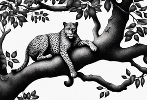 panther on a tree branch tattoo idea