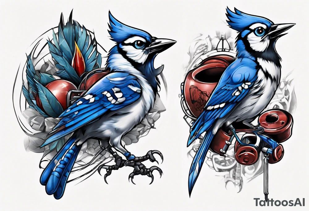 boxing bluejay tattoo idea