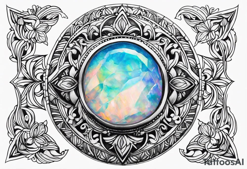 Natural opal gem stone tattoo idea