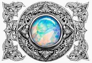 Natural opal gem stone tattoo idea