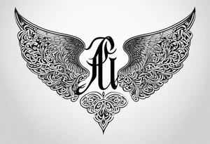 words in arabic calligraph in shape of angel wing tattoo idea