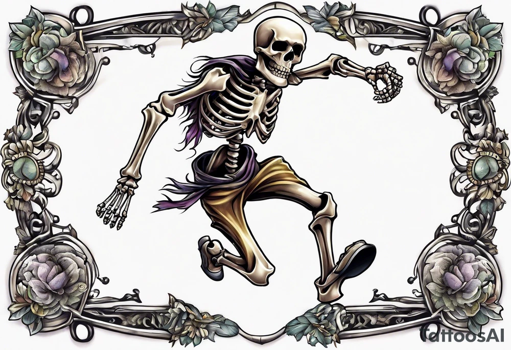 skeleton running from the world tattoo idea