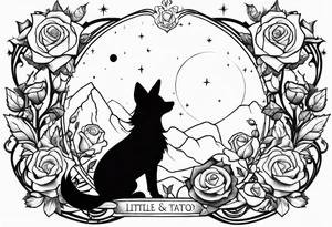 Little prince with fox on his planet with rose tattoo idea