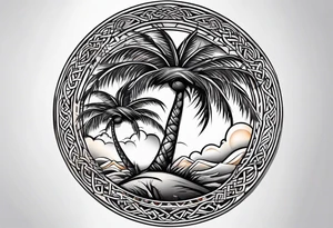 palm trees, knowledge, martial arts and the celtic symbol for family tattoo idea