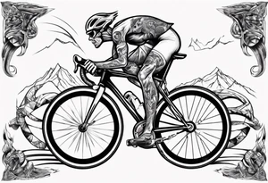 road bicycle and a mountain with a heavy weight tattoo idea