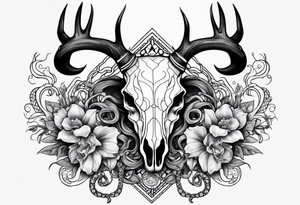 Deer skull with octopus intertwined tattoo idea