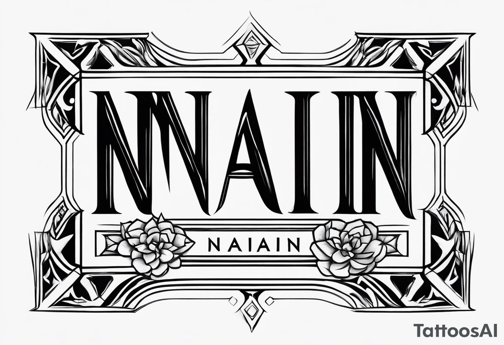 Write the word N A I N in a creative way with nain tattoo idea