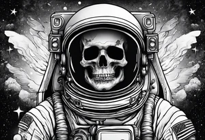 astronaut with a skelletal face tattoo idea