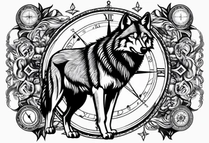 Wolf with compass tattoo idea