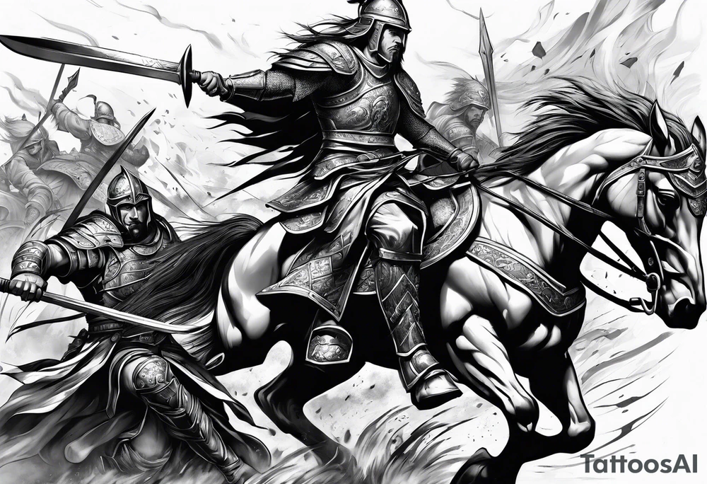 Warrior battle scene tattoo idea
