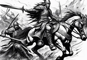 Warrior battle scene tattoo idea