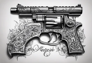The letters AR with pistols on each side tattoo idea