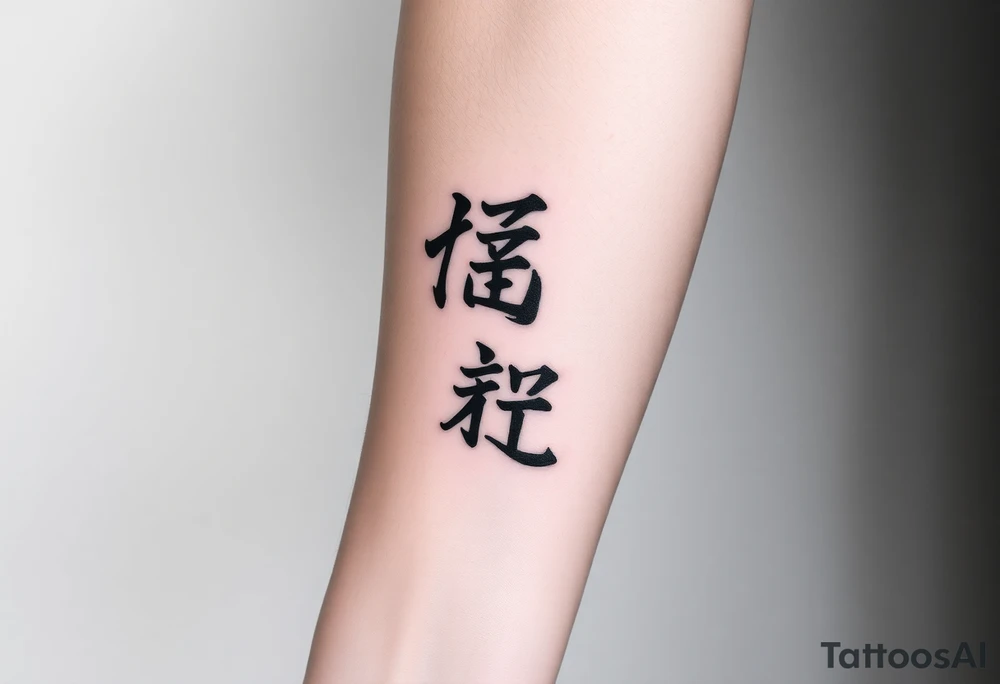 two kanjis on forearm with a backgrounf tattoo idea