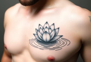 serene lotus flower emerging from sacred waters with ripples tattoo idea