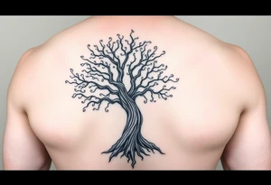 Flowing asymmetrical symbolic tree quarter sleeve. Should not look realistic. Combination of tree of Gondor and Yggdrasil. tattoo idea
