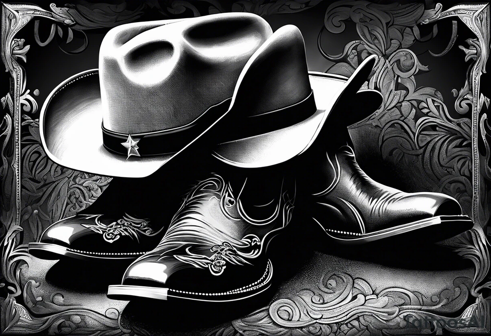 Cowboy boots with cowboy hat tattoo idea