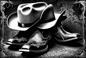 Cowboy boots with cowboy hat tattoo idea