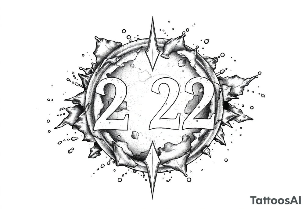 number 222 planetary stardust tattoo idea