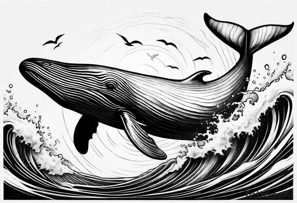 Breaching whale backwards tattoo idea