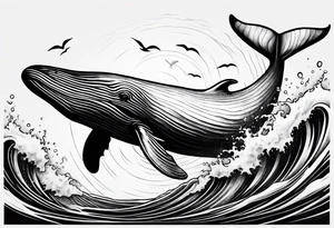 Breaching whale backwards tattoo idea