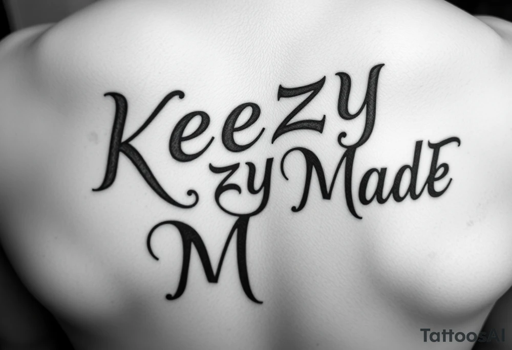 Bubblicious style words (KeezY MadE) tattoo idea