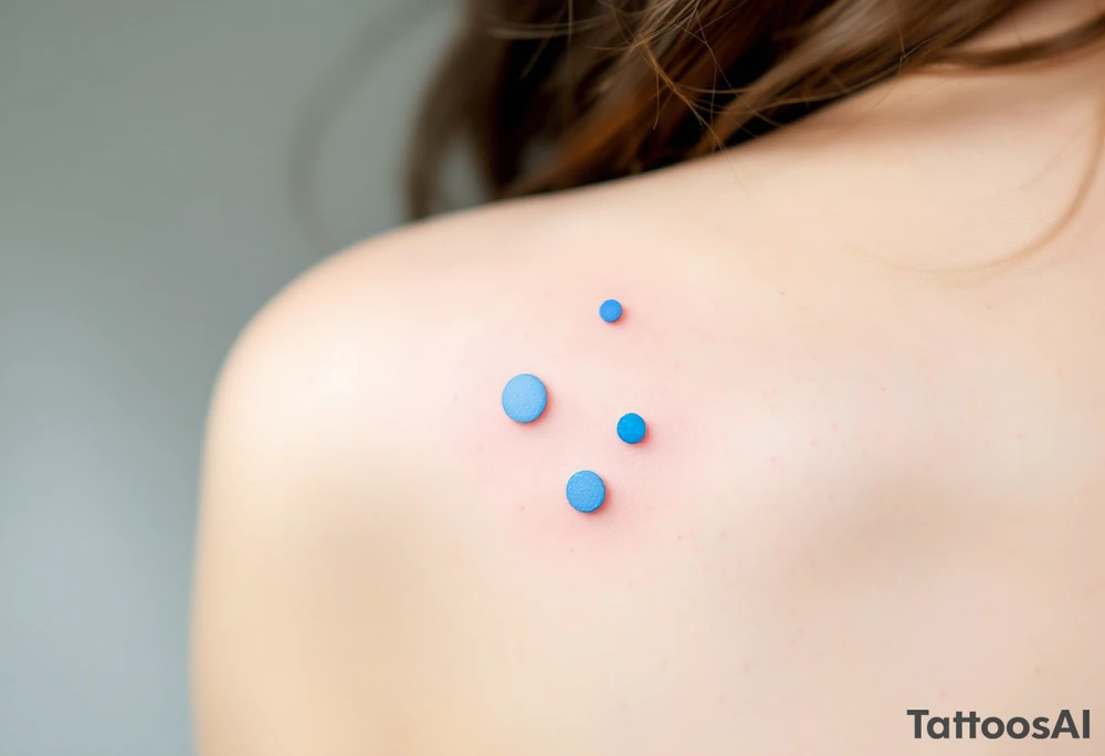 Three pastel blue dots gently spaced across the shoulder blade, evoking air, calm, and emotional flow. tattoo idea