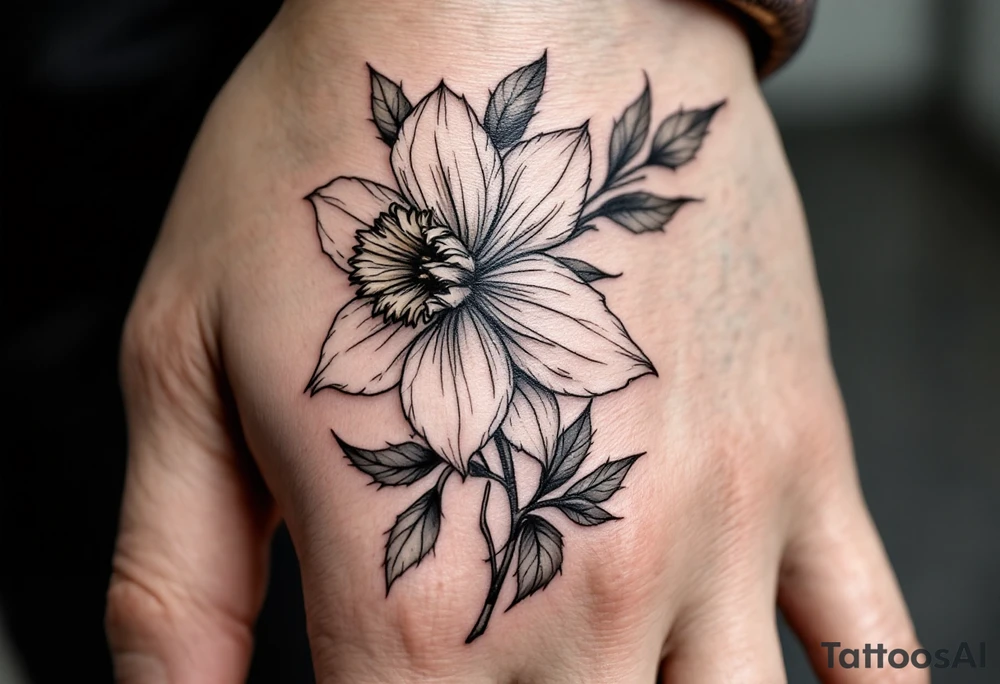 narcissus flowers, holly and jonquil flowers tattoo idea