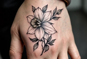 narcissus flowers, holly and jonquil flowers tattoo idea