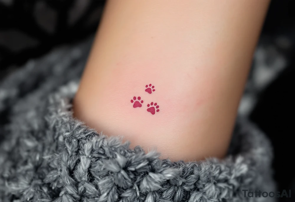 Tiny Pink Nose and Paw Prints – Soft baby pink paw prints paired with a tiny cat nose above them, playful and cute, ideal for delicate placements. tattoo idea