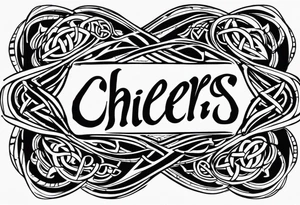 Cheers Mate text, armband +Celtic +Cancer Ribbon +tribal +artistic +a toast tattoo idea