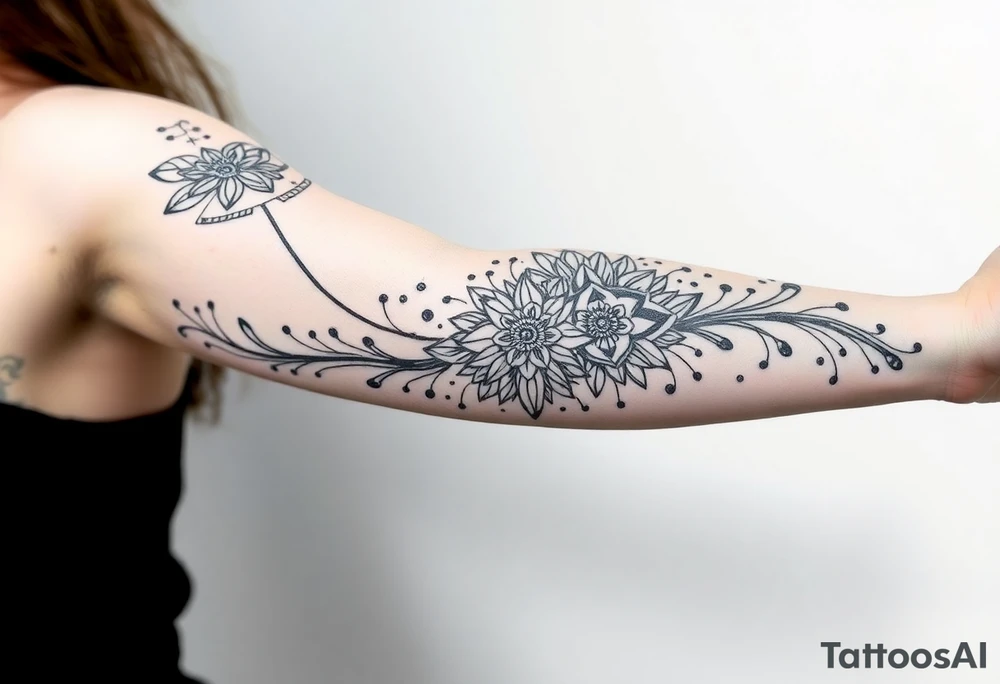 bold line shaman and witch style tattoo idea
