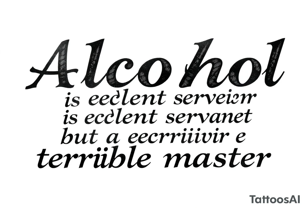 Alcohol is an excellent servant, but a terrible master tattoo idea