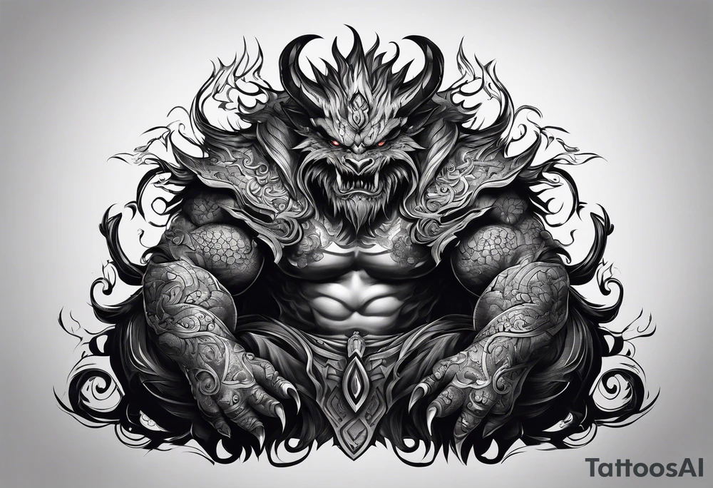 shadow monster sitting tattoo idea