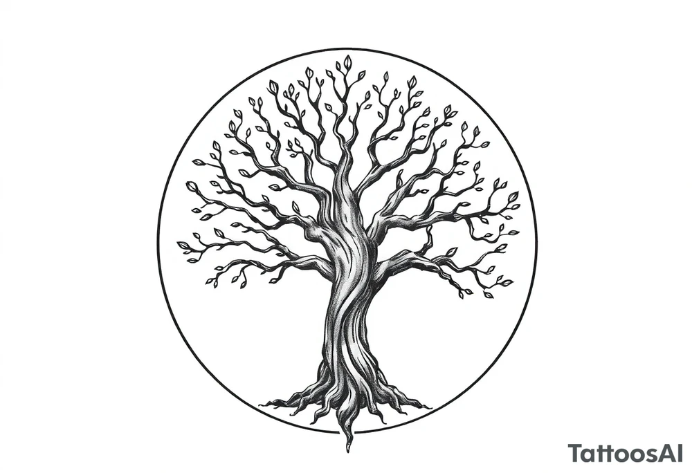Tree of life in a broken circle tattoo idea