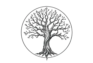 Tree of life in a broken circle tattoo idea